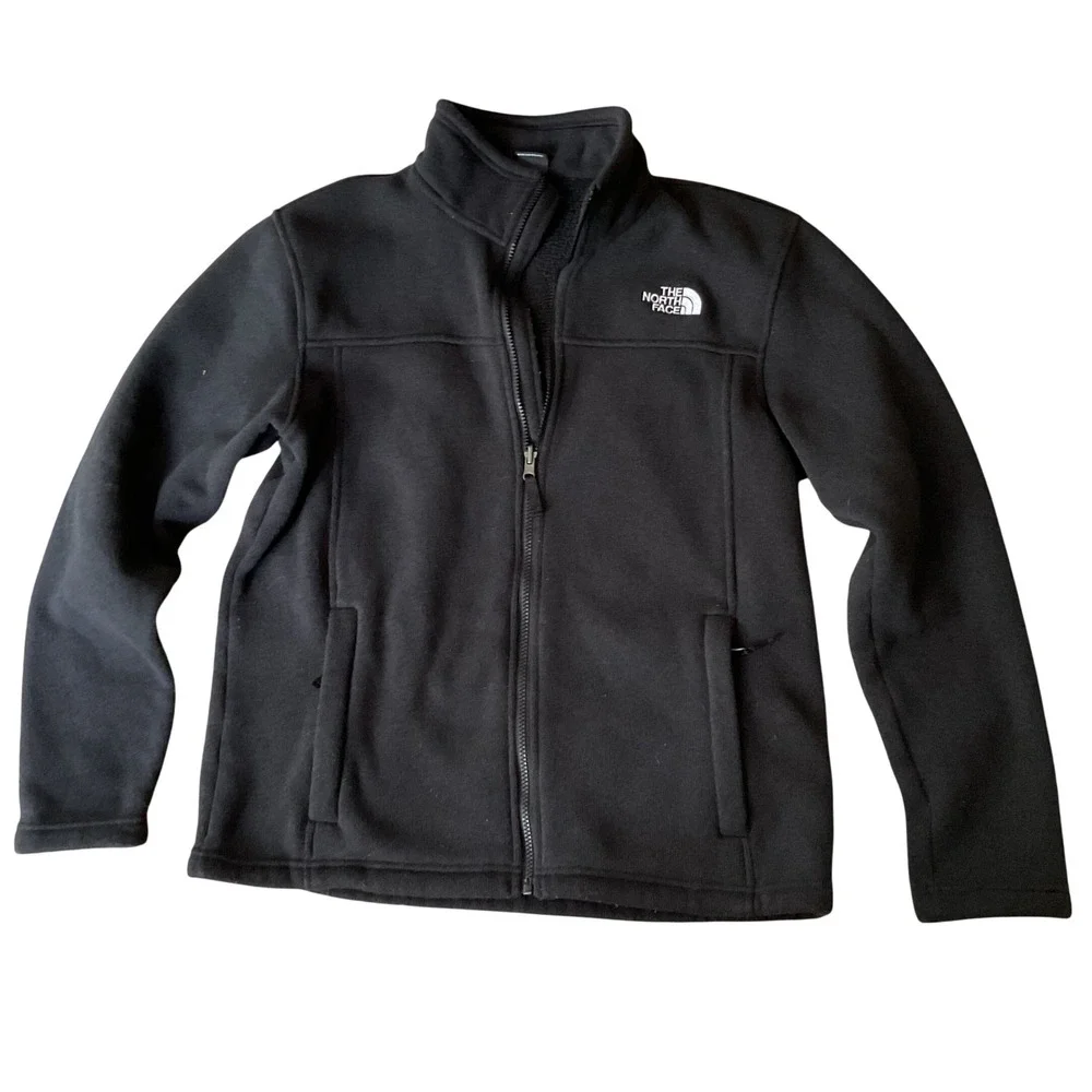 The North Face Mens Black Full Zip Fleece Jacket Medium Sweater Knit Coat 1508